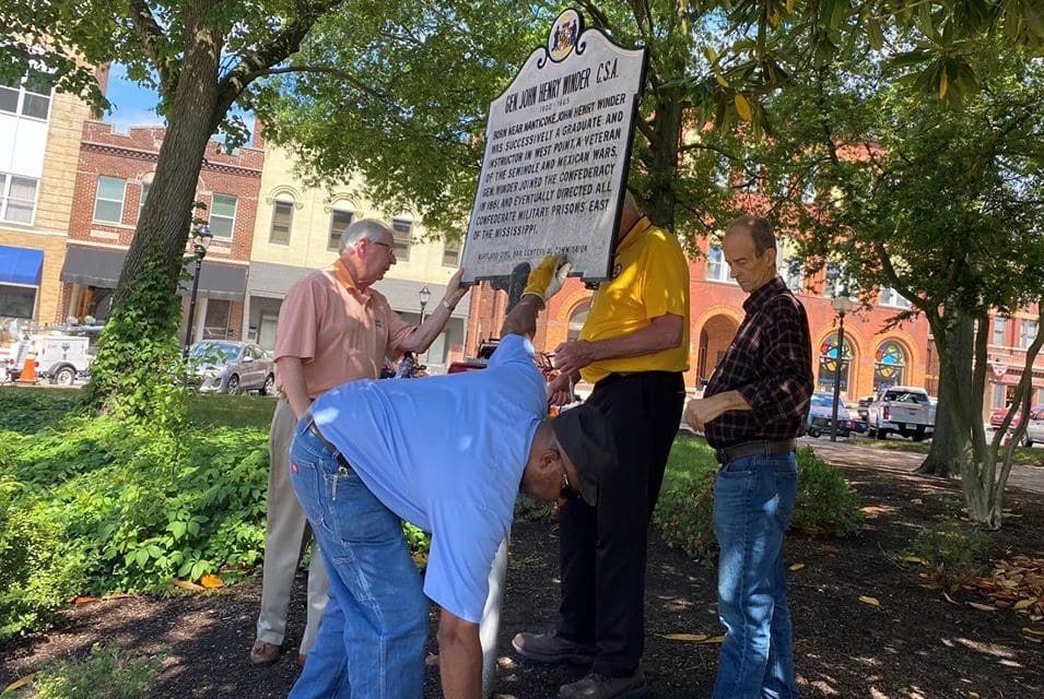Last month, officials quietly removed a historical marker to Confederate Gen. John Winder from the lawn of the Wicomico County County Courthouse in Salisbury. County Executive Bob Culver, in plaid shirt, far right, who died of cancer Sunday, was one of them. Winder had no connection to the county. From Culver's Facebook page.